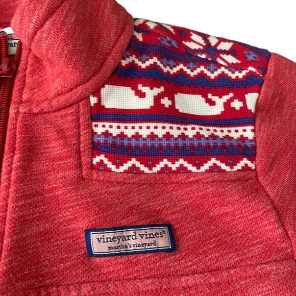 Vineyard Vines Half Zip Fair Isle Shoulder Relaxed Curved Hem Shep Shirt Small - Picture 4 of 6
